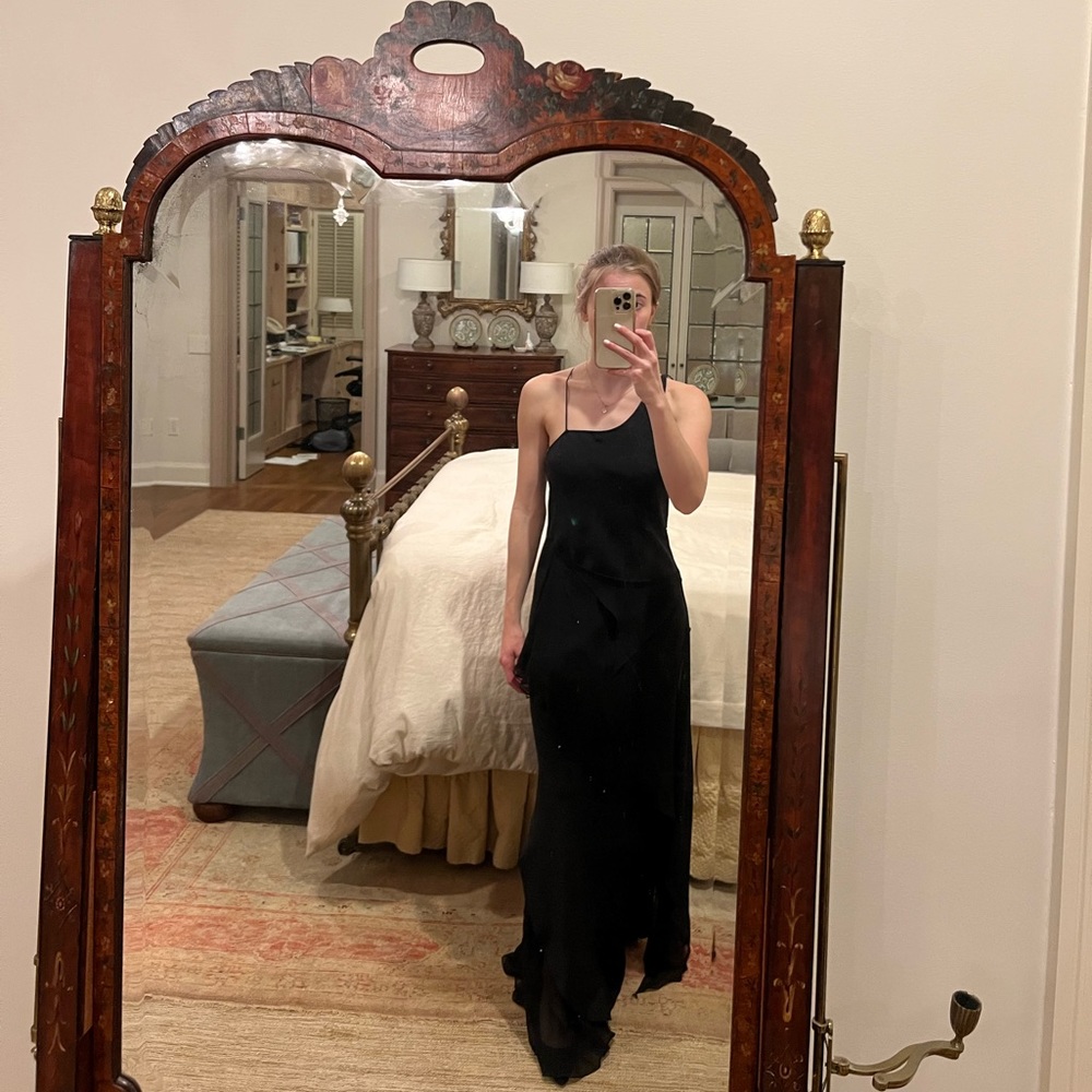 Vintage Carol Peretz Black Asymmetrical Sleeveless Gown